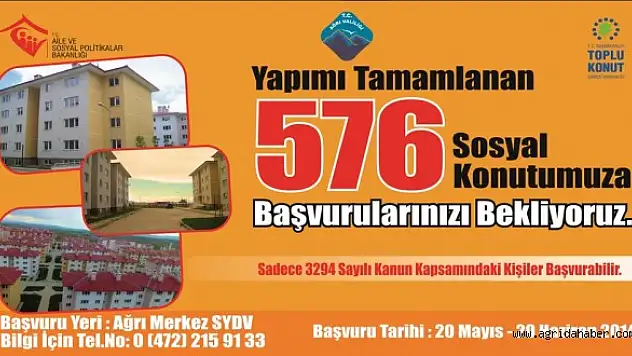 Ağrı'da Sosyal Konut Başvuruları Başladı
