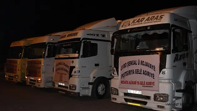 Ağrıdan Rojava ve Şengale 6 tır yardım gönderildi