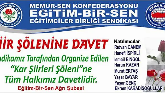 EĞİTİM-BİR-SEN AĞRI ŞUBESİNDEN ŞİİR ŞÖLENİ