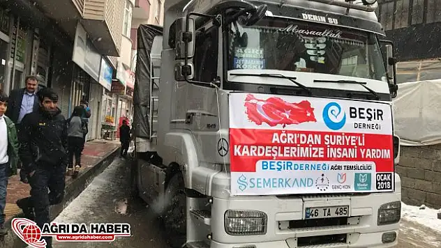 Ağrı Beşir Derneğinden Suriye'li savaş mağdurlarına 1 Tır Yardım