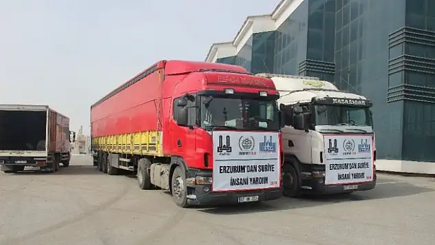 Erzurum'dan Suriye'ye 2 tır insani yardım gönderildi
