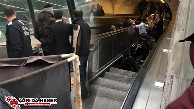 İstanbul'da Metro Durağında Yürüyen Merdiven Çöktü!