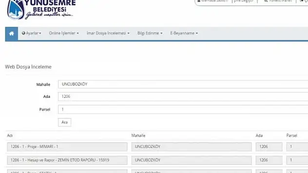 Yunusemre'de imar arşivi web sitesine eklendi