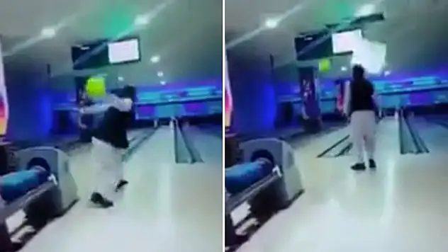 Bovling topunu tavana nişanladı