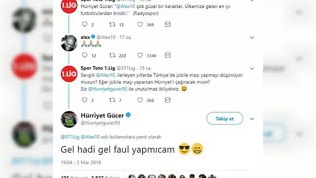 Hürriyet Gücer'den Alex De Souza'ya gülümseten mesaj