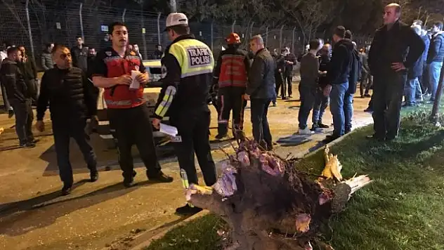 Kontrolden çıkan otomobil ağacı kökünden söktü: 3 yaralı