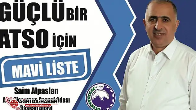 Ağrı Ticaret ve Sanayi Odası ATSO Başkan Adayı Saim Alpaslan'ın Oy Pusula Rengi Mavi