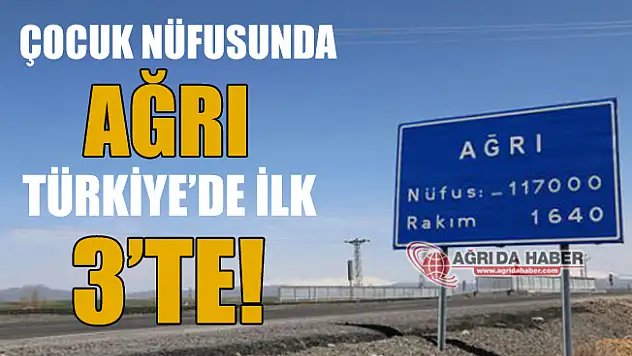 Çocuk Nüfus Oranlarında Ağrı Türkiye'de İlk 3'te!
