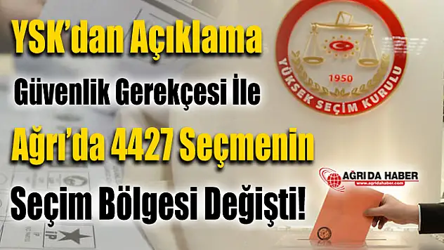 YSK Ağrı'da Güvenlik Gerekçesi ile 4427 Seçmenin yerini değişti
