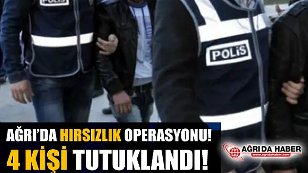 Ağrı'da Hırsızlık Operasyonu! 4 Kişi Tutuklandı!