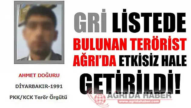 Gri Listede Bulunan Terörist Ağrı'da Etkisiz Hale Getirildi!