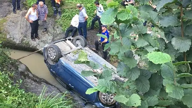 Rize'de Yolda Seyir Halindeki Araç Dereye Düştü