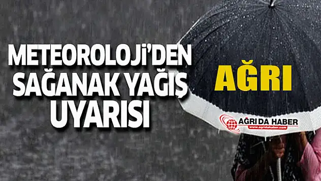 Ağrı'da sağanak yağış uyarısı!