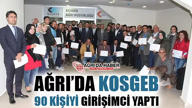 Ağrı'da KOSGEB 90 Kişiye Girişimcilik Sertifikası Verdi