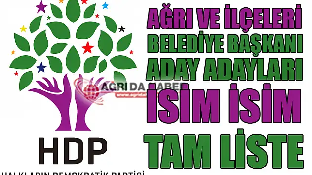 HDP Ağrı ve İlçeleri Belediye Başkan Aday Adayları Tam Liste 2019