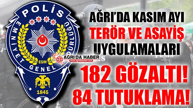 Ağrı'da Kasım Ayı Terör ve Asayiş Uygulamaları! 84 kişi Tutuklandı!