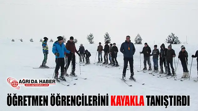 Ağrı'da Öğretmen Öğrencilerini Kayakla Tanıştırdı