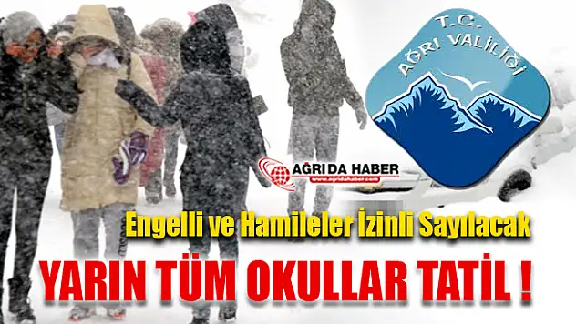 Ağrı Merkez ve Köyler Okullar Yarın Tatil  9 Ocak 2019