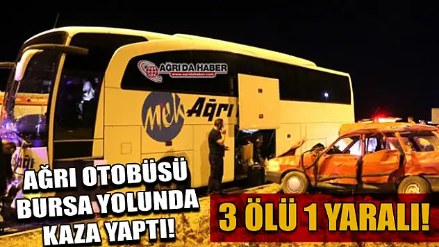 Ağrı'dan Bursaya giden yolcu otobüsü kaza yaptı! 3 Ölü 1 Yaralı