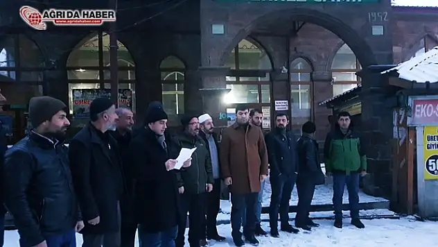 Ağrı'daki STK'lar Mescid-i Aksa için Sabah Namazında Açıklama Yaptı