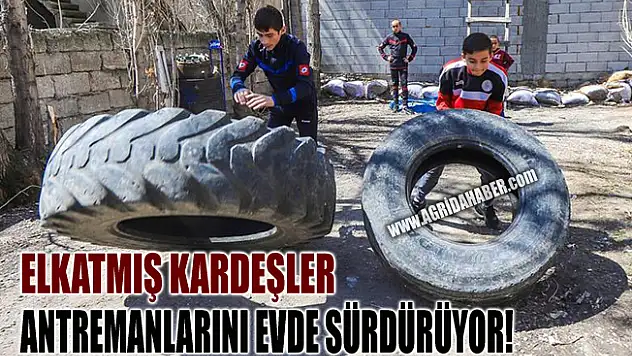Ağrılı Sporcu Kardeşler Antrenmanlarını Evde Sürdürüyor