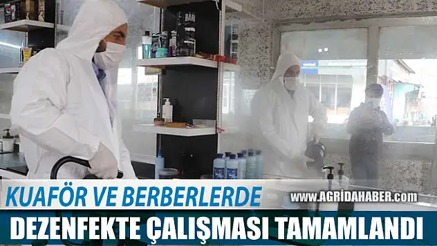 Ağrı Belediyesi kuaför ve berber salonlarında dezenfekte yaptı
