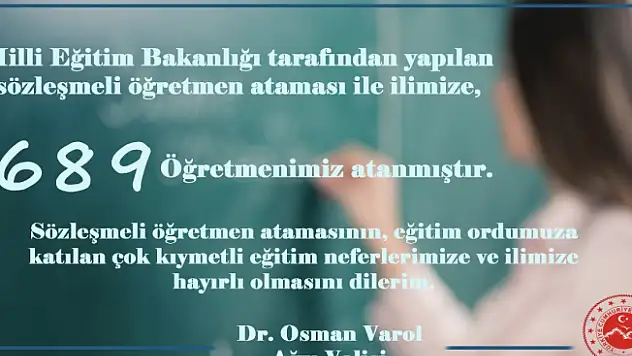 Ağrı'ya 689 Sözleşmeli Öğretmen Atandı