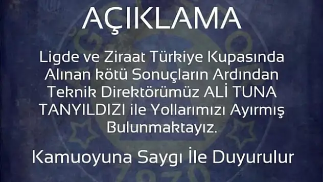 Ağrı Spor Teknik Direktör Tanyıldızı İle Yollarını Ayırdı