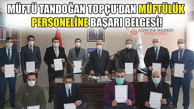 Ağrı İl müftülüğü Personellerine Başarı Belgesi