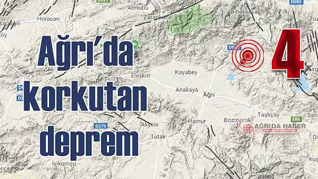 Ağrı'da 4 Şiddetinde deprem