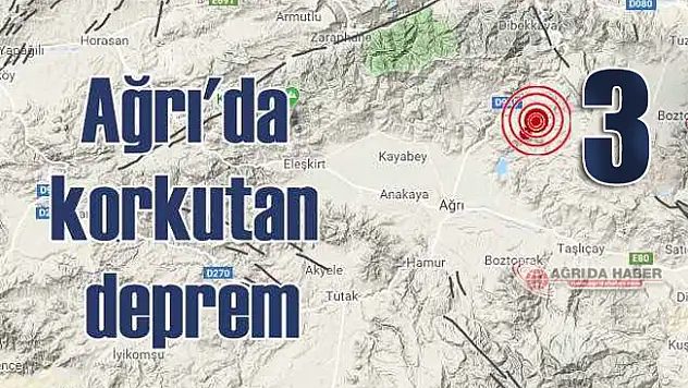 Doğubayazıt'da 3 büyüklüğünde Deprem!