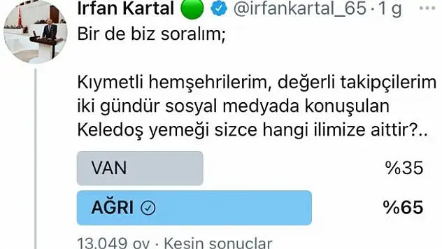 Savcı Sayan: 'Keledoş Ağrı'nın Yemeği'