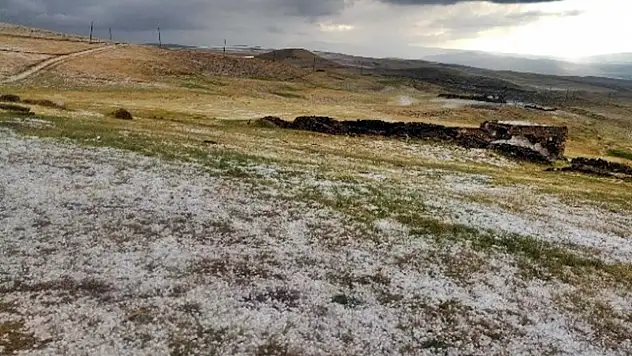 Diyadin'de dolu yağışı
