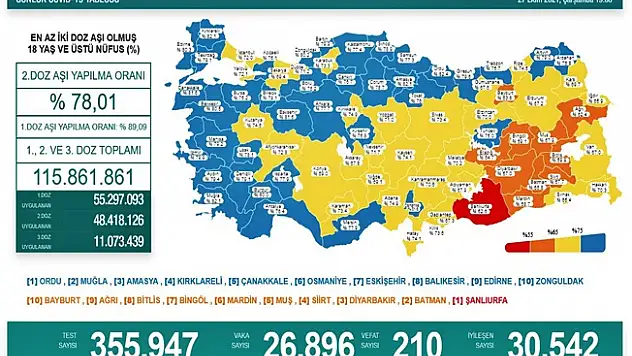 Son 24 saatte korona virüsten 210 kişi hayatını kaybetti