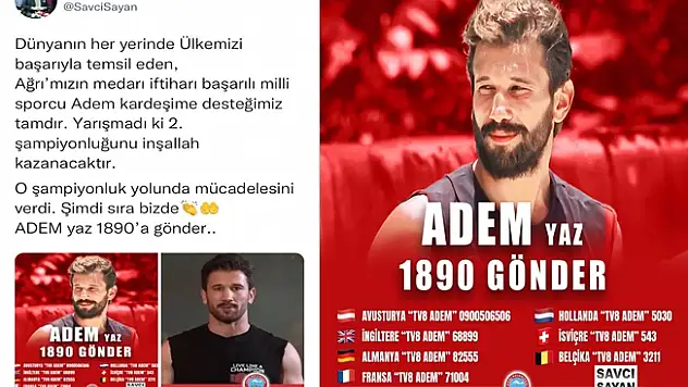 Başkan Sayan'dan Adem Kılıçcı Paylaşımı