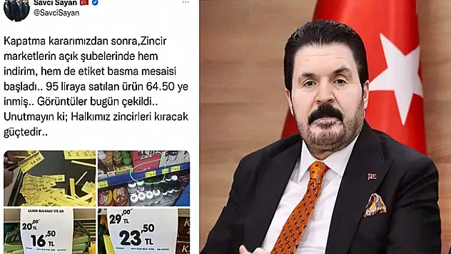 Savcı Sayan:  Zincir marketler fiyatlarını düşürmeye başladı