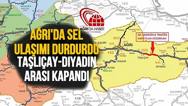Ağrı'da ulaşıma sel engeli