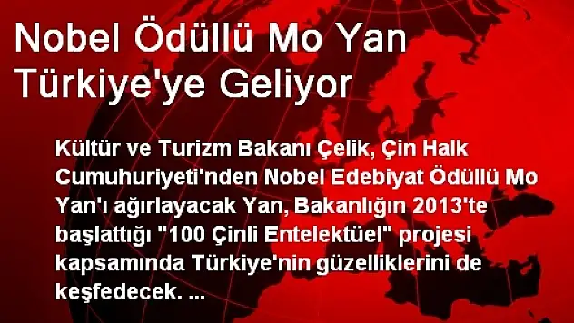 Nobel Ödüllü Mo Yan Türkiye'ye Geliyor