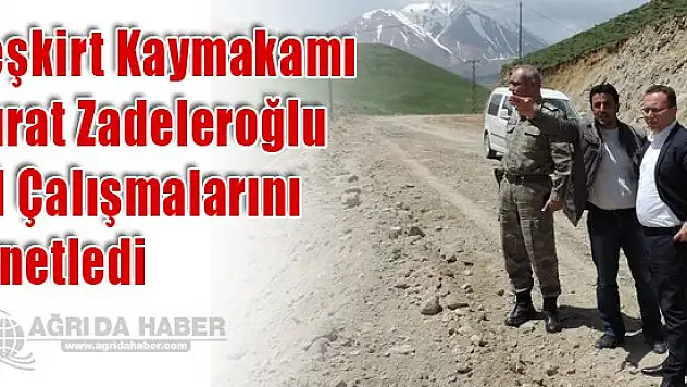 Eleşkirt Kaymakamı Zadeleroğlu Yol Çalışmalarını Denetledi