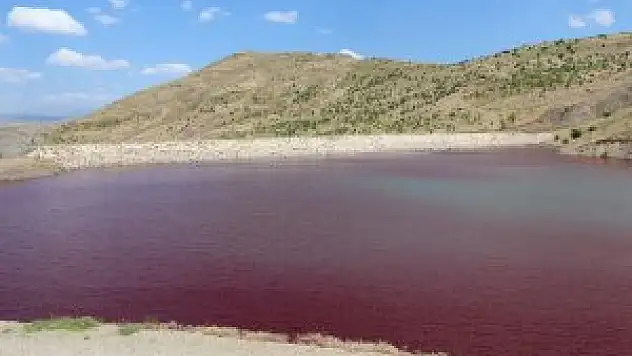 Arapgir'de göletteki sızıntıyı bulmak için gıda boyası döküldü
