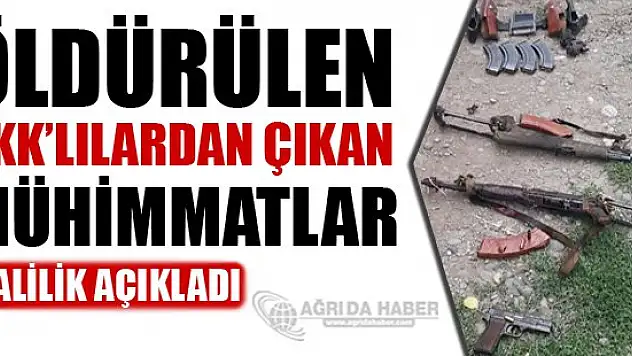 Ağrı Valiliği Öldürülen 3 PKK'lıdan çıkan Mühimmatları Açıkladı