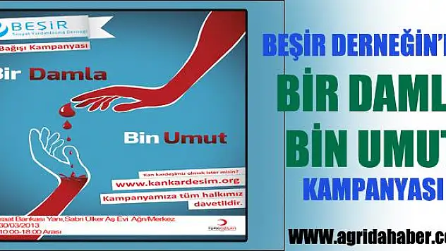 Ağrıda 'Bir Damla Bin Umut' Kan Bağış Kampanyası