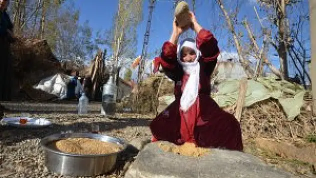 Hakkari'de asırlık buğday dövme geleneği devam ediyor