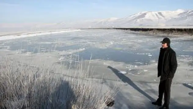 Ardahan'da soğuk hava nehiri dondurdu