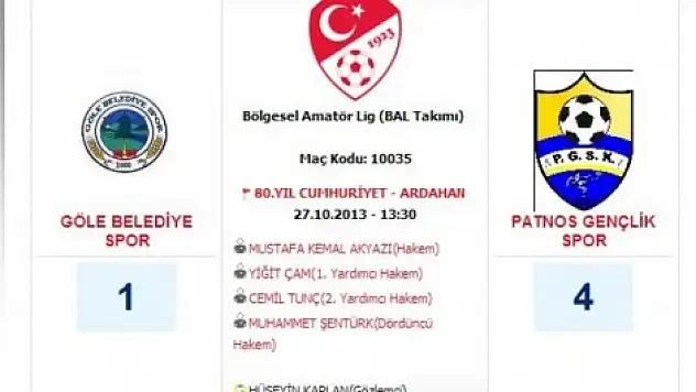 Patnos Gençlik Spor 4 – Göle Belediye Spor 1