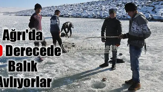 Ağrı'da Eksi 20 Derecede Buz Tutan Barajda Balık Avlıyorlar