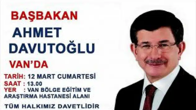 Başbakan Davutoğlu Van'a Geliyor