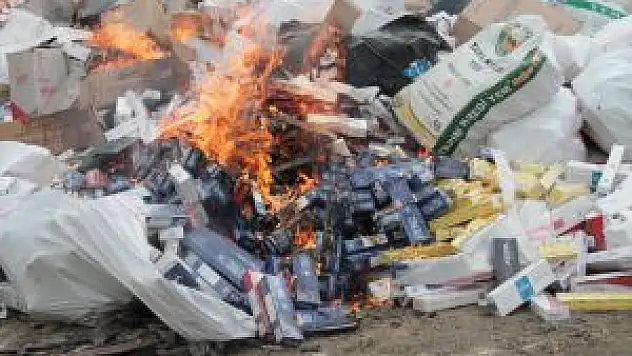 Erzincan'da, 441 Bin Paket Kaçak Sigara İmha Edildi