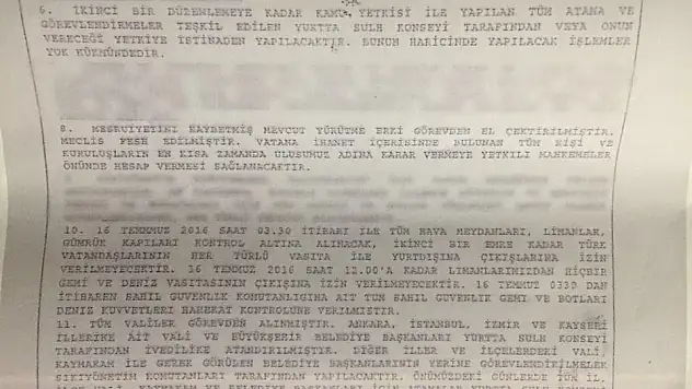 İşte Darbecilerin Sıkıyönetim Yönergesi