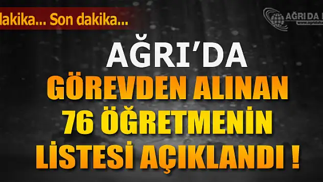 Ağrı'da FETÖ Operasyonunda Görevden Alınan Öğretmenler İsmi Açıklandı!